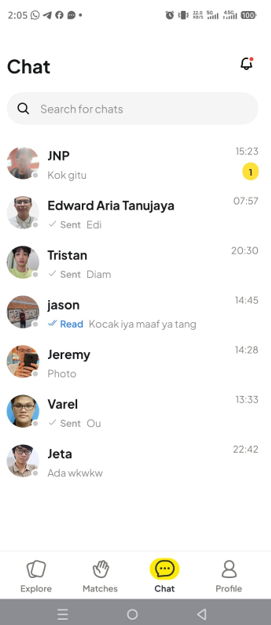 BeeFriends — tampilan layar chat